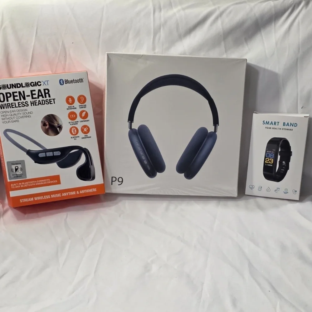 BUNDLE (Blue P9 Pro Wireless Headphones+SoundLogic Headset+Blue Smart Band
